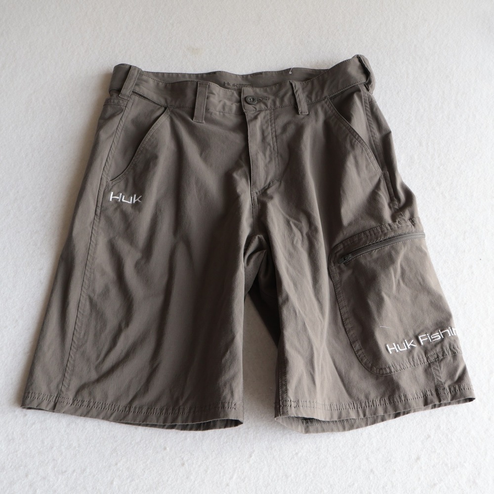 HUK Next Level Shorts Men's M Grey Quick-Drying Cargo Pocket Fishing Vented